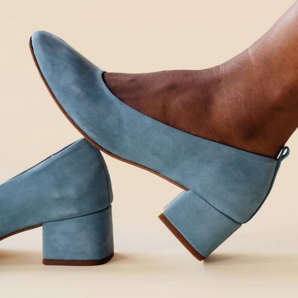 Poppy Barley The Daily Pump Leather Heel Square Toe Chunky Block Mary Jane Style - Picture 15 of 16